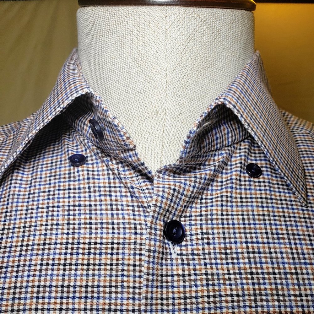 ETON Of Sweden, NWOT,  Multi colored check, Size 16.5/42 Contemporary Fit